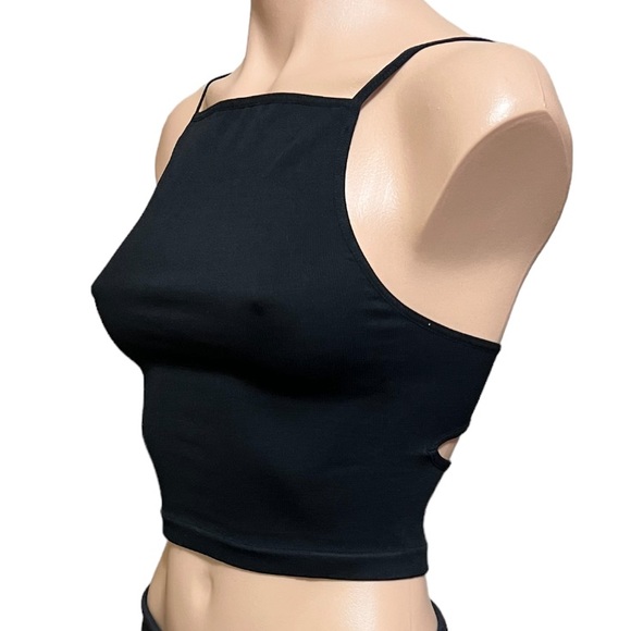 Free People Movement Tighten Up Keyhole Long Tank Top Black NWOT - Picture 2 of 8